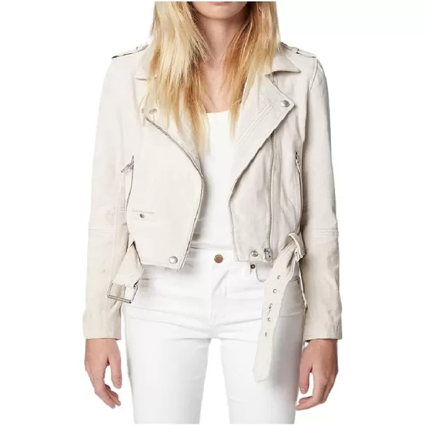 BLANKNYC womens Luxury Clothing Cropped Suede Leather Motorcycle Jackets Comfortable amp Stylish CoatsWhite Sand