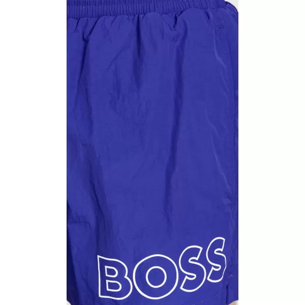 BOSS Mens Standard Big Logo Swim TrunkBlue Aegean