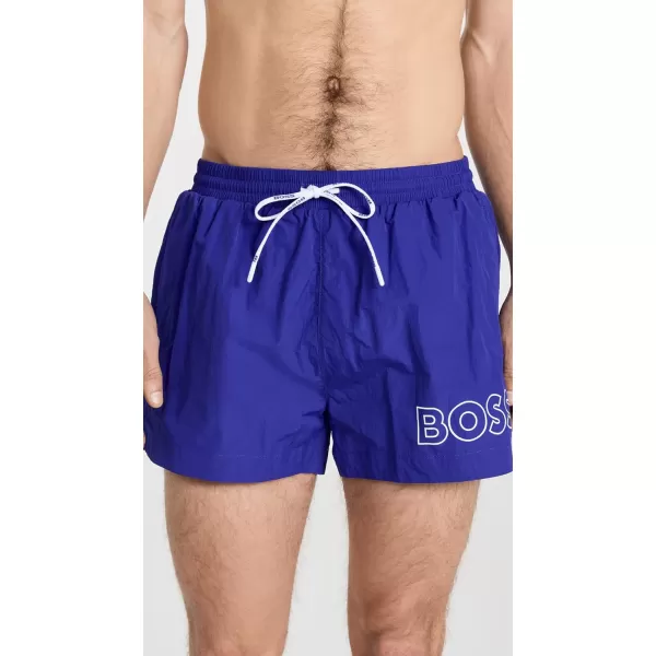 BOSS Mens Standard Big Logo Swim TrunkBlue Aegean