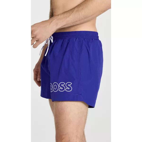 BOSS Mens Standard Big Logo Swim TrunkBlue Aegean