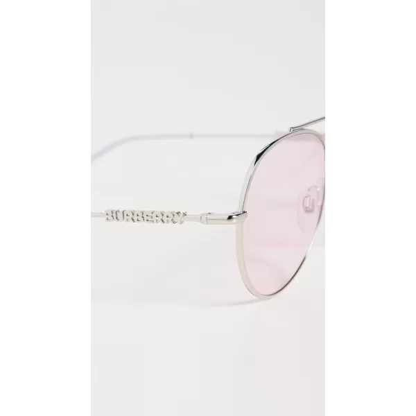 BURBERRY Womens Classic Aviator SunglassesSilver Photo Pink