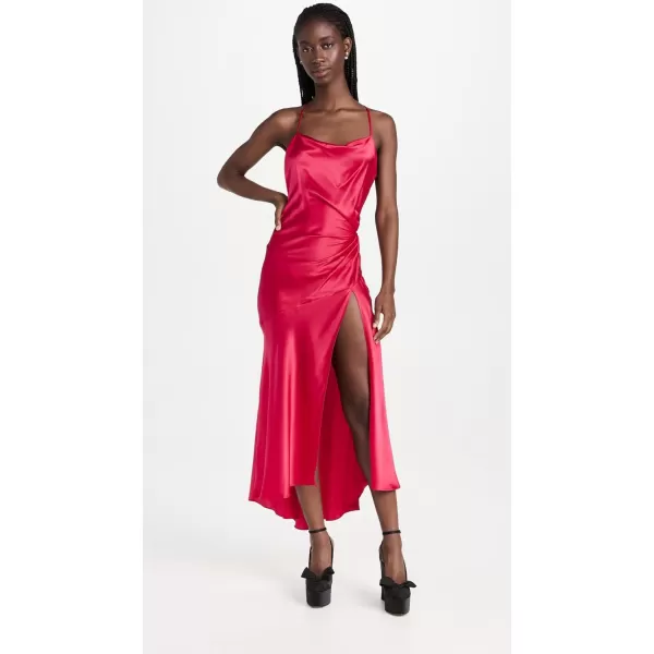 Bach Mai Womens Bias Drape Midi DressFramboise