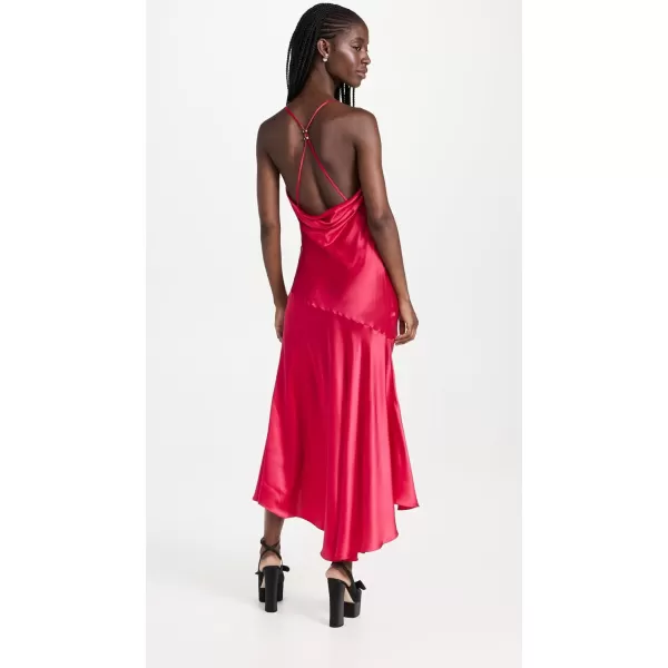 Bach Mai Womens Bias Drape Midi DressFramboise