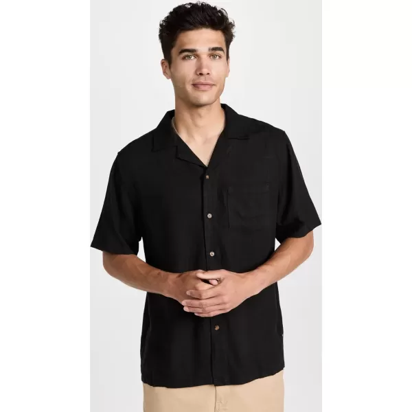 Banks Journal Brighton Short Sleeve Woven Shirt for Men Relaxed Fit Mens Casual Button Up with Chest PocketBlack