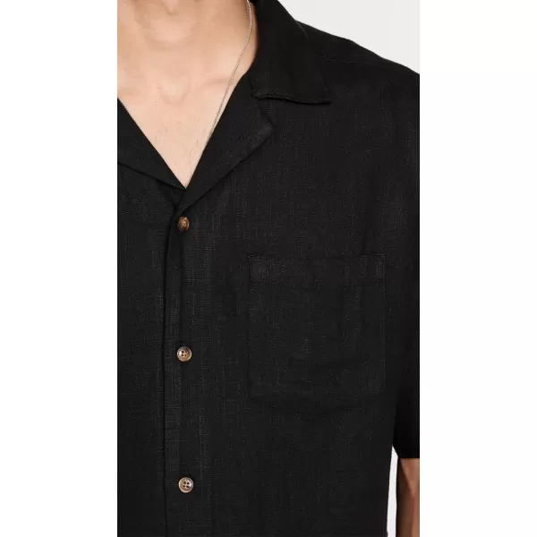 Banks Journal Brighton Short Sleeve Woven Shirt for Men Relaxed Fit Mens Casual Button Up with Chest PocketBlack