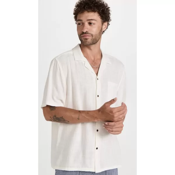 Banks Journal Brighton Short Sleeve Woven Shirt for Men Relaxed Fit Mens Casual Button Up with Chest PocketOffwhite