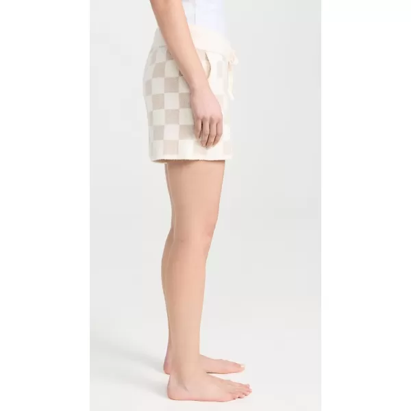 Barefoot Dreams Womens Cozy Cotton Checkered ShortsOatmealCream