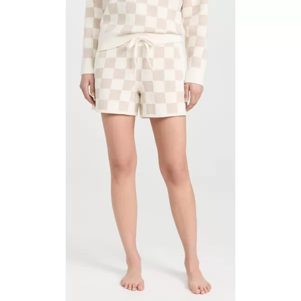 Barefoot Dreams Womens Cozy Cotton Checkered ShortsOatmealCream