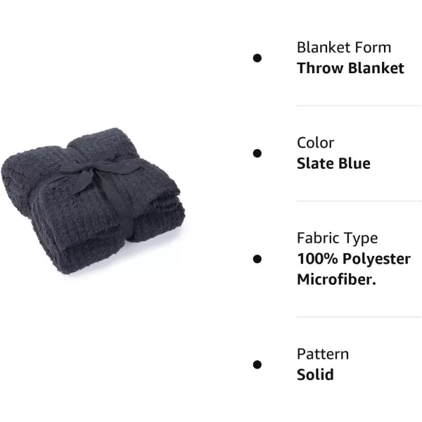 Barefoot Dreams Womens CozyChic Ribbed Throw Carbon Black Grey 54 x 72One Size Slate Blue