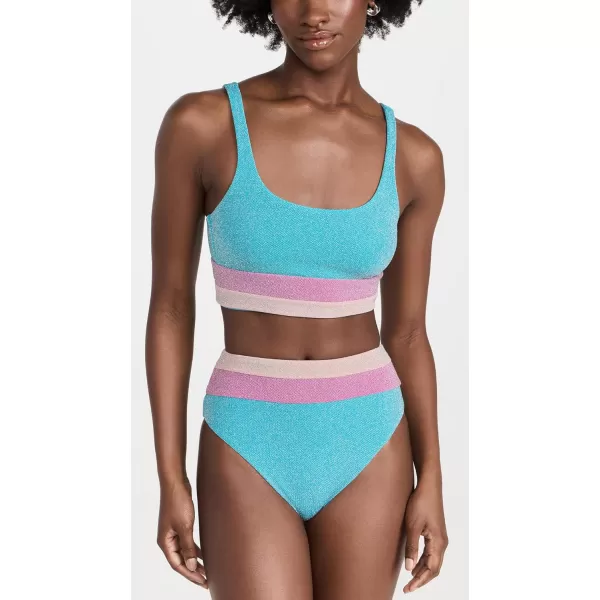 Beach Riot Womens Mackenzie Bikini TopAquamarine Colorblock