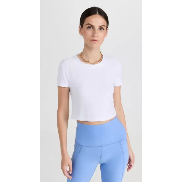 Beyond Yoga Womens Featherweight Perspective Cropped TeeCloud White