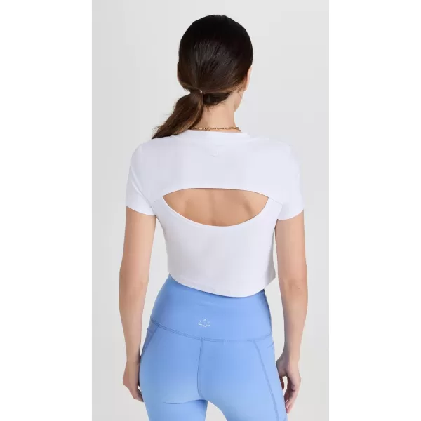 Beyond Yoga Womens Featherweight Perspective Cropped TeeCloud White