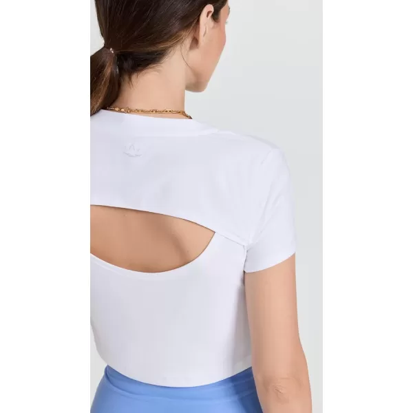 Beyond Yoga Womens Featherweight Perspective Cropped TeeCloud White