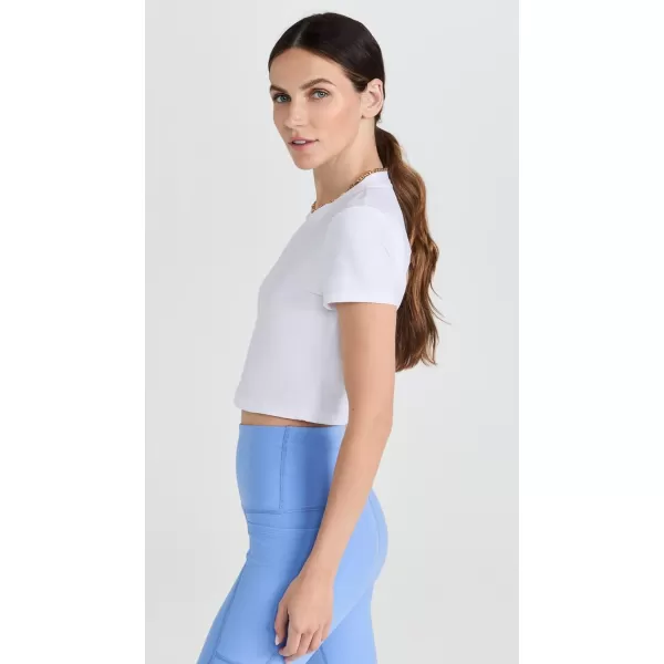 Beyond Yoga Womens Featherweight Perspective Cropped TeeCloud White