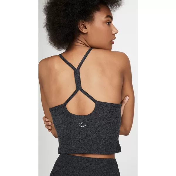 Beyond Yoga Womens Spacedye Slim Racerback Cropped Tank TopBlackCharcoal