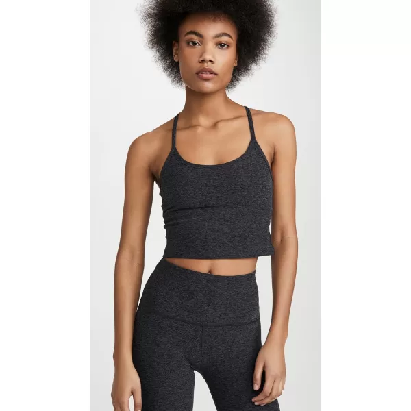 Beyond Yoga Womens Spacedye Slim Racerback Cropped Tank TopBlackCharcoal