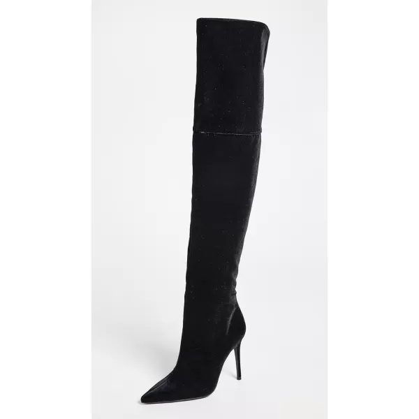 Black Suede Studio Womens Lola Pointy Toe Over The Knee Straight BootsBlack