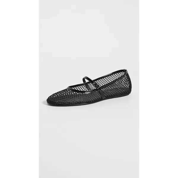 Black Suede Studio Womens Mika FlatsBlack Mesh With Black Patent