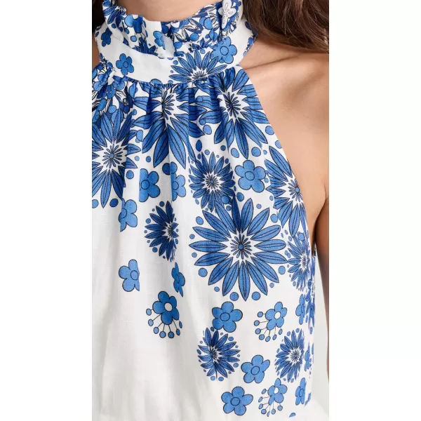 Borgo de Nor Womens Stella Cut Out Shoulder DressSpace Flower  Blue