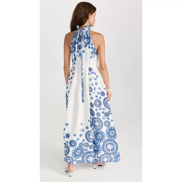 Borgo de Nor Womens Stella Cut Out Shoulder DressSpace Flower  Blue