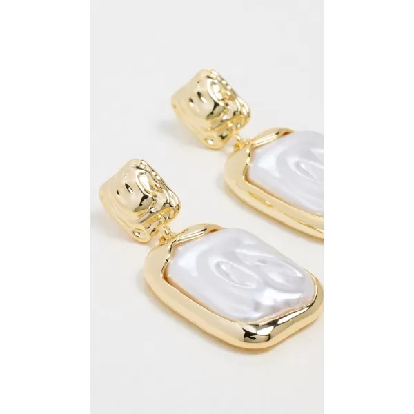 By Adina Eden Womens Fluid Gold amp Pearl Drop Stud EarringsPearl White