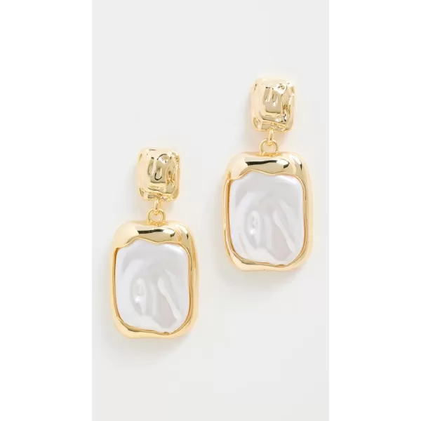 By Adina Eden Womens Fluid Gold amp Pearl Drop Stud EarringsPearl White