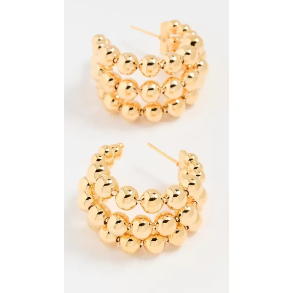 By Adina Eden Womens Graduated Beaded Balls Open Hoop EarringsGold