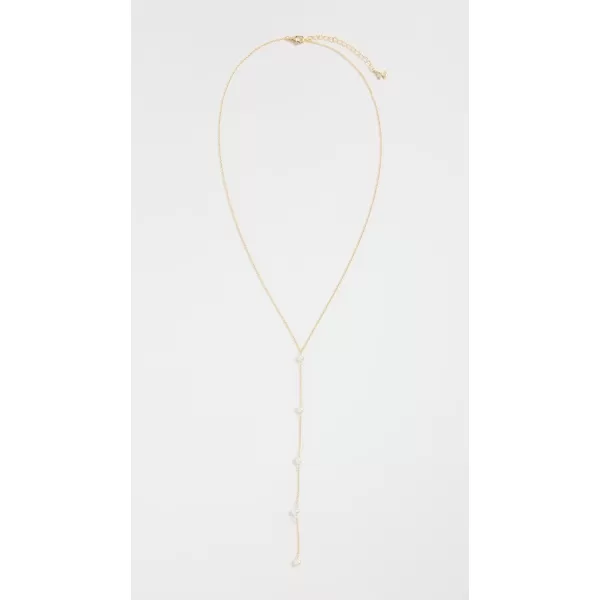 By Adina Eden Womens Mini Pearl Station Lariat Necklacevermeil