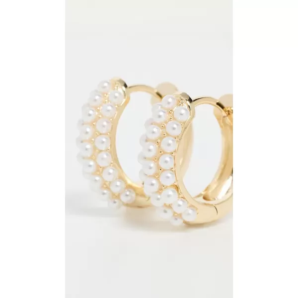 By Adina Eden Womens Multi Pearl Huggie EarringsWhite