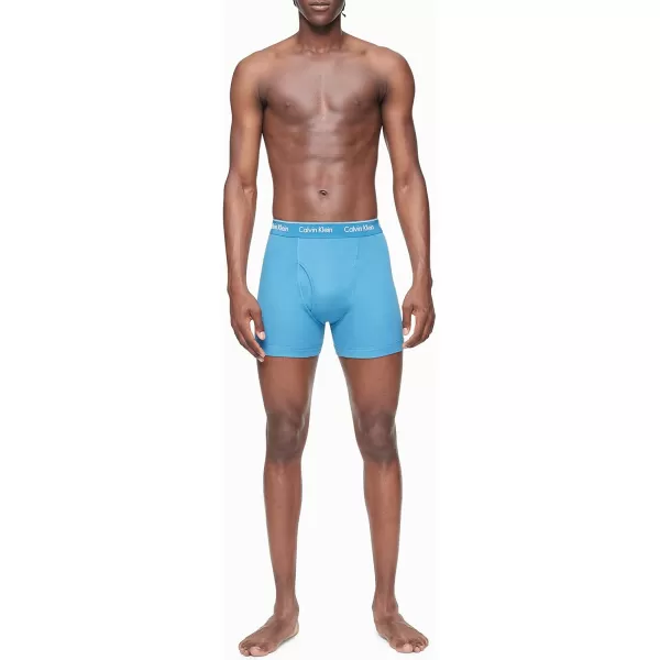 Calvin Klein Mens Cotton Classics 3Pack Boxer BriefTapestry Teal  Dove  Grey Heather