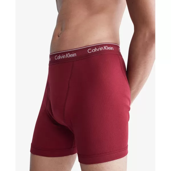 Calvin Klein Mens Cotton Classics 3Pack Boxer BriefTuffet Red Carpet Tapioca