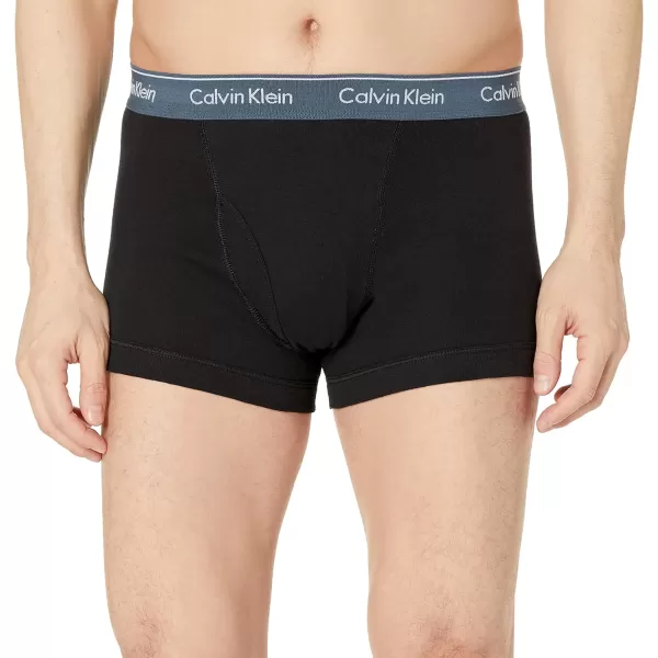 Calvin Klein Mens Cotton Classics 3Pack TrunkBlack Bodies W Cerise Lipstick Grey Heather Blue Edge