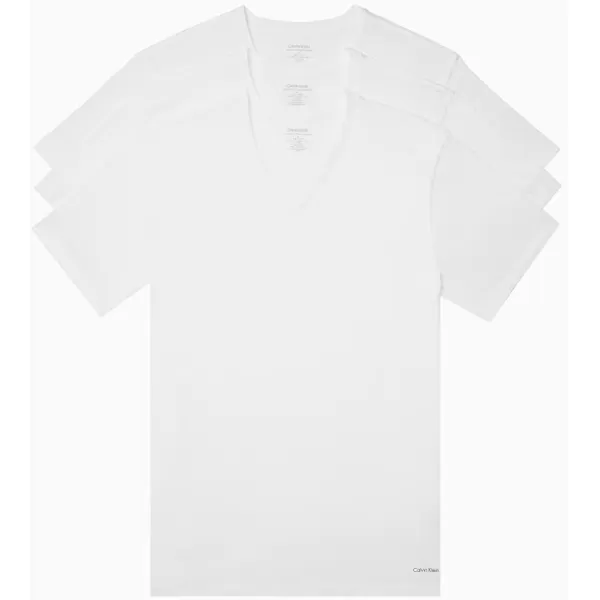 Calvin Klein Mens Cotton Classics 3Pack Undershirts3 White  Vneck