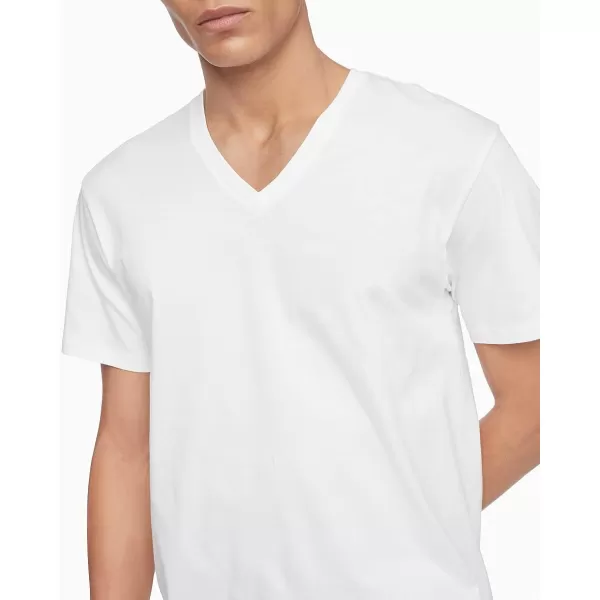 Calvin Klein Mens Cotton Classics 3Pack Undershirts3 White  Vneck