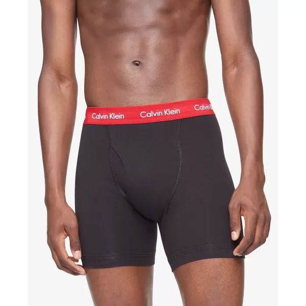 Calvin Klein Mens Cotton Stretch 3Pack Boxer BriefBlack Bodies W Aspen Berry Sangria Lake Crest Blue Wbs