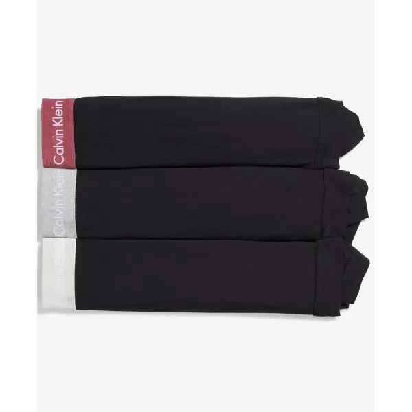 Calvin Klein Mens Cotton Stretch 3Pack Boxer BriefBlack Bodies W Grey Heather  Silver Birch  Raspberry Blush