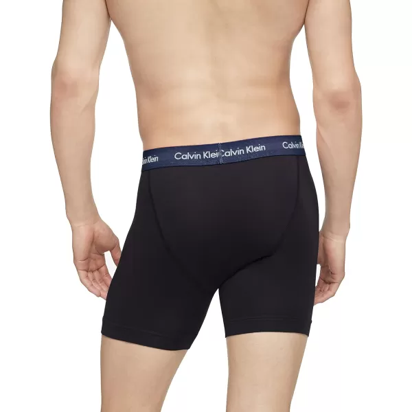 Calvin Klein Mens Cotton Stretch 3Pack Boxer BriefBlack Bodies W Shoreline  Clay  Travertine