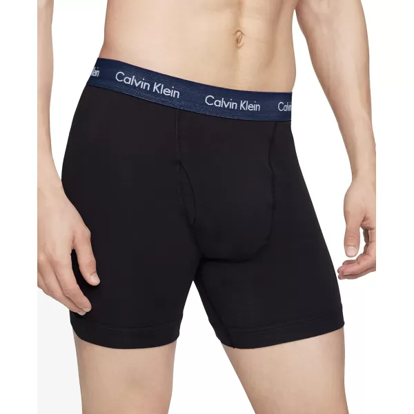 Calvin Klein Mens Cotton Stretch 3Pack Boxer BriefBlack Bodies W Shoreline  Clay  Travertine