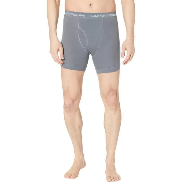 Calvin Klein Mens Cotton Stretch 3Pack Boxer BriefDragon Fly  Mudstone  Asphalt Grey