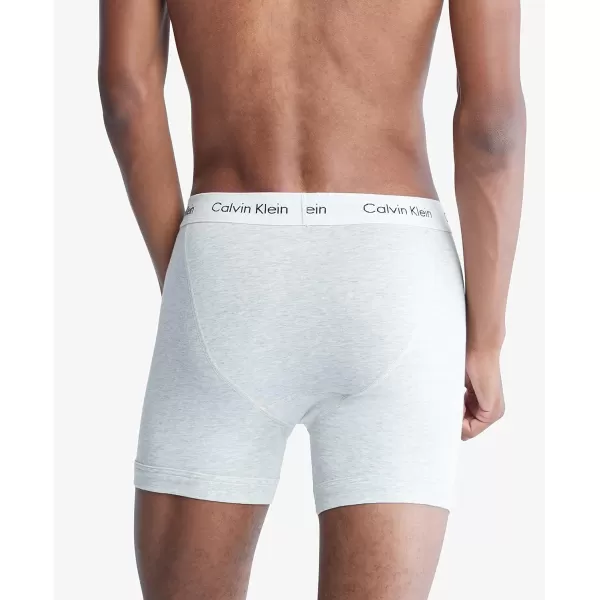 Calvin Klein Mens Cotton Stretch 3Pack Boxer BriefGrey Heather  Rhone  Snow Heather