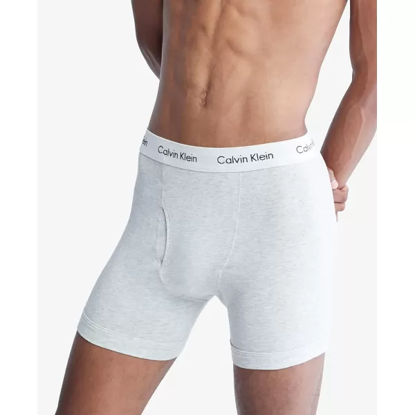 Calvin Klein Mens Cotton Stretch 3Pack Boxer BriefGrey Heather  Rhone  Snow Heather