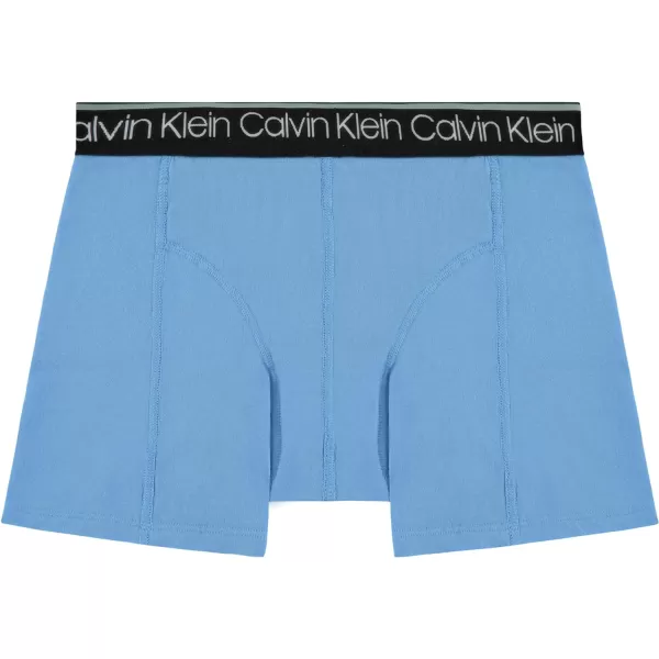 Calvin Klein Mens Cotton Stretch 3Pack Boxer BriefNavy Blue Light Blue