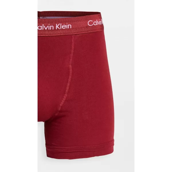 Calvin Klein Mens Cotton Stretch 3Pack Boxer BriefOliveGentleRed Carpet