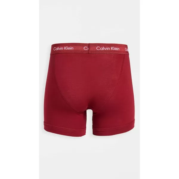 Calvin Klein Mens Cotton Stretch 3Pack Boxer BriefOliveGentleRed Carpet