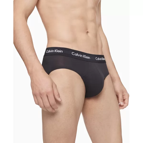 Calvin Klein Mens Cotton Stretch 3Pack Hip Brief3 Black