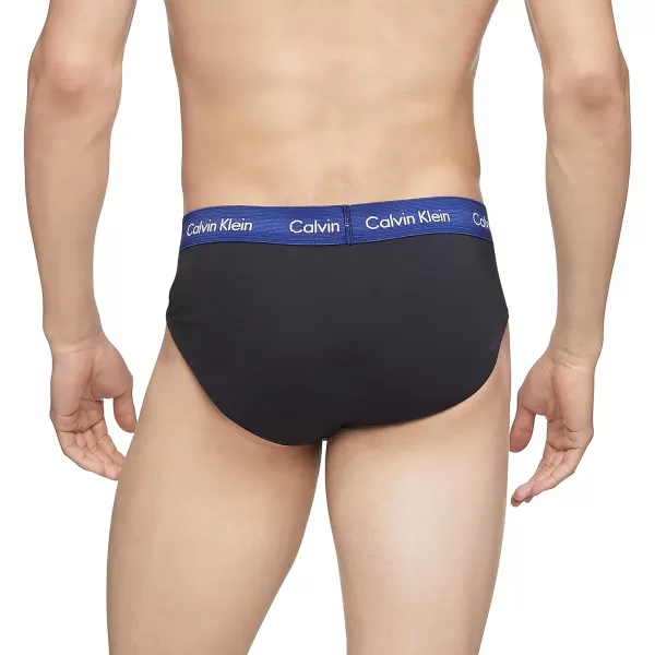 Calvin Klein Mens Cotton Stretch 3Pack Hip BriefBlack Bodies W Byou Blue Exotic Coral Topaz Gemstone