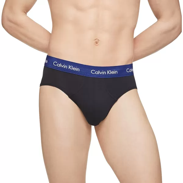 Calvin Klein Mens Cotton Stretch 3Pack Hip BriefBlack Bodies W Byou Blue Exotic Coral Topaz Gemstone