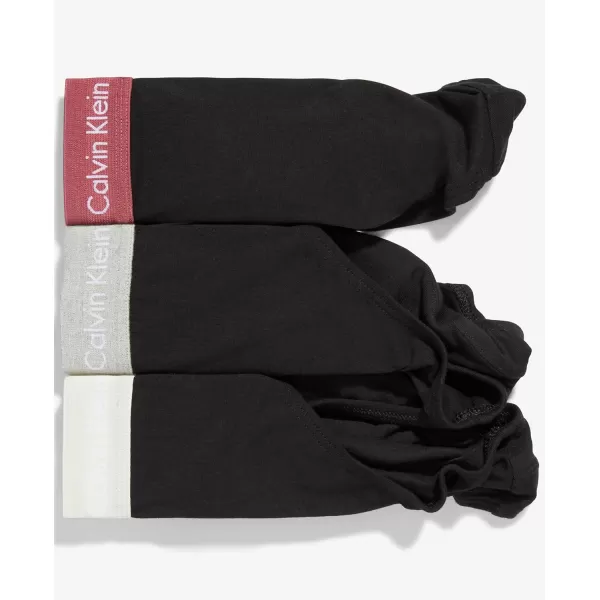 Calvin Klein Mens Cotton Stretch 3Pack Hip BriefBlack Bodies W Grey Heather Silver Birch Raspberry Blush