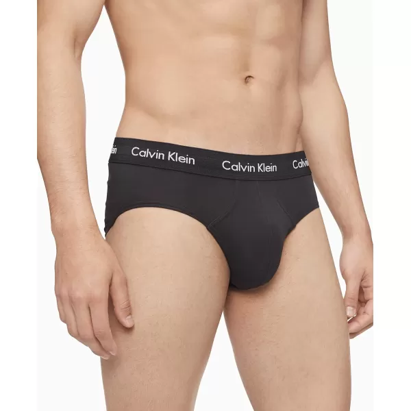 Calvin Klein Mens Cotton Stretch 3Pack Hip BriefBlackBlueCobalt