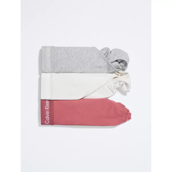 Calvin Klein Mens Cotton Stretch 3Pack Hip BriefGrey Heather Silver Birch Raspberry Blush